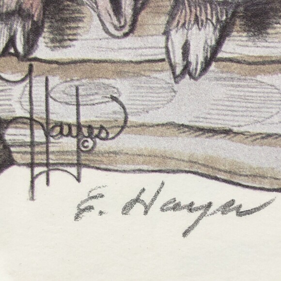 Eileen Hayes Pigs Art Print Titled Pork and Beans Vintage Pencil Signed & FRAMED - Picture 5 of 12